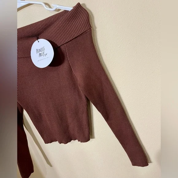 Princess Polly Brown Infinity Off The Shoulder Top NWT - Picture 3 of 12